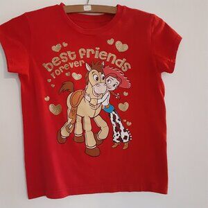 DISNEY STORE TOY STORY JESSIE & BULLSEYE RED T-SHIRT BEST FRIENDS FOREVER L